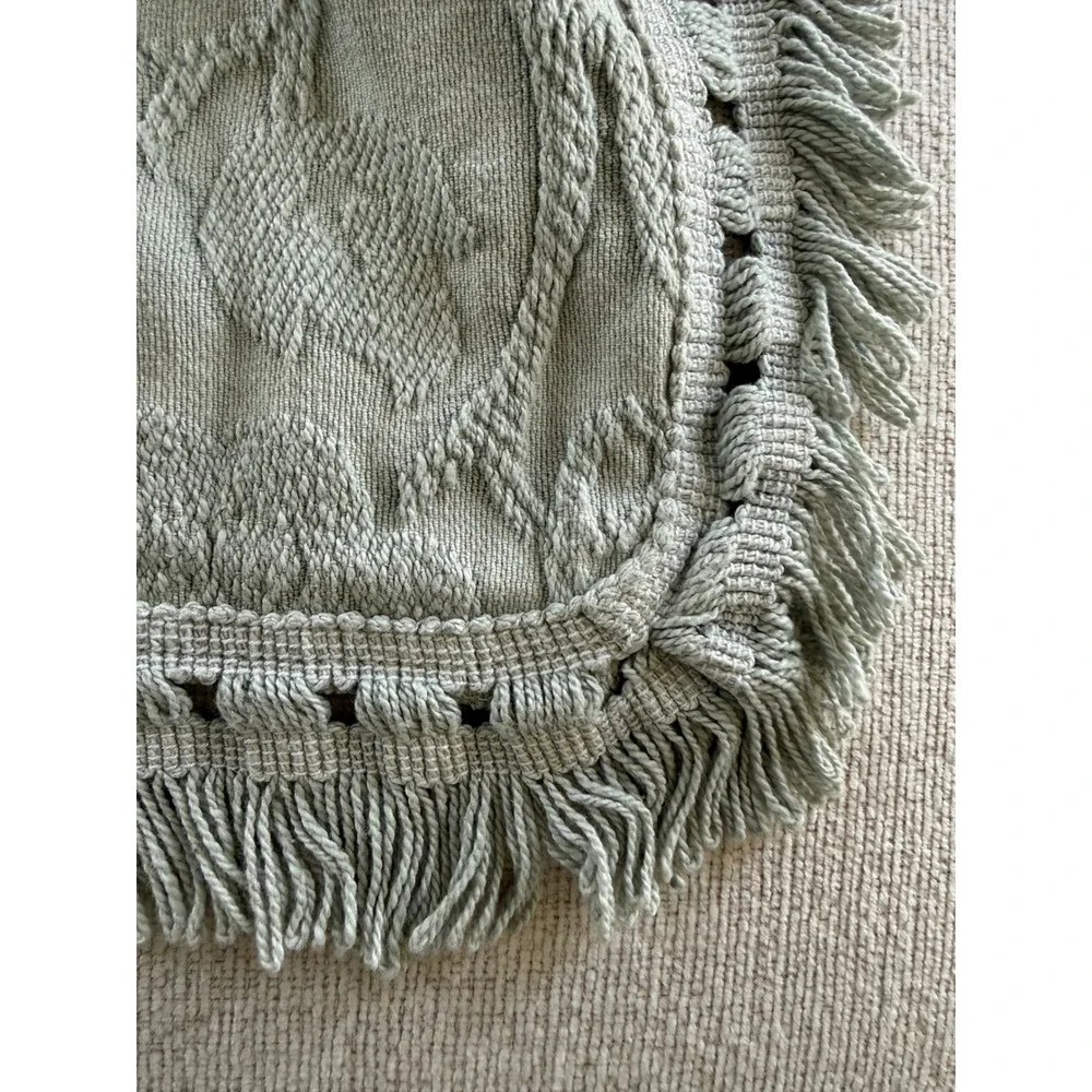 Crown Crafts Set of 2 Chenille Fringe Bed Pillow Shams Blue Standard Size